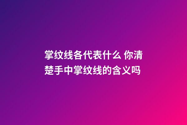 掌纹线各代表什么 你清楚手中掌纹线的含义吗